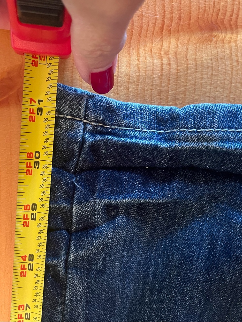 Almost Famous Dark Blue Skinny Jeans with Red & White Flag Accent - Picture 9 of 10